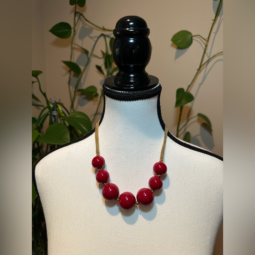 Kenneth Cole Red Beaded Necklace
